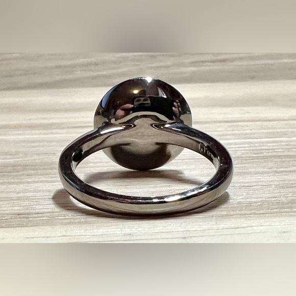 New Designer Signed Nadri Gunmetal Pave Crystal Circle Cluster Ring, Size 7 - Picture 4 of 10